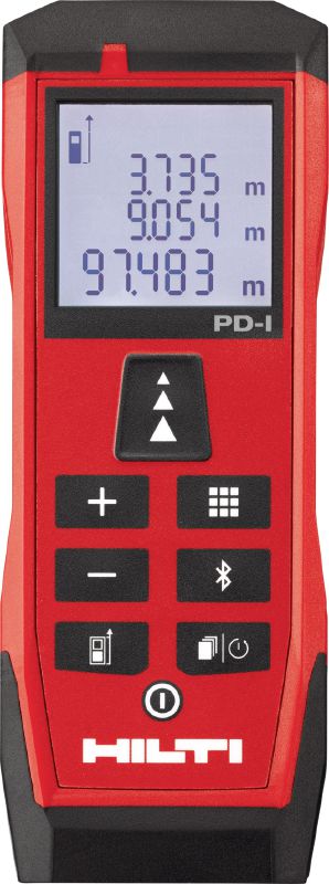 Trena laser PD-I Medidor de laser robusto com funções de medição inteligentes e conectividade Bluetooth® para aplicações em interiores de até 100 m / 330 pé
