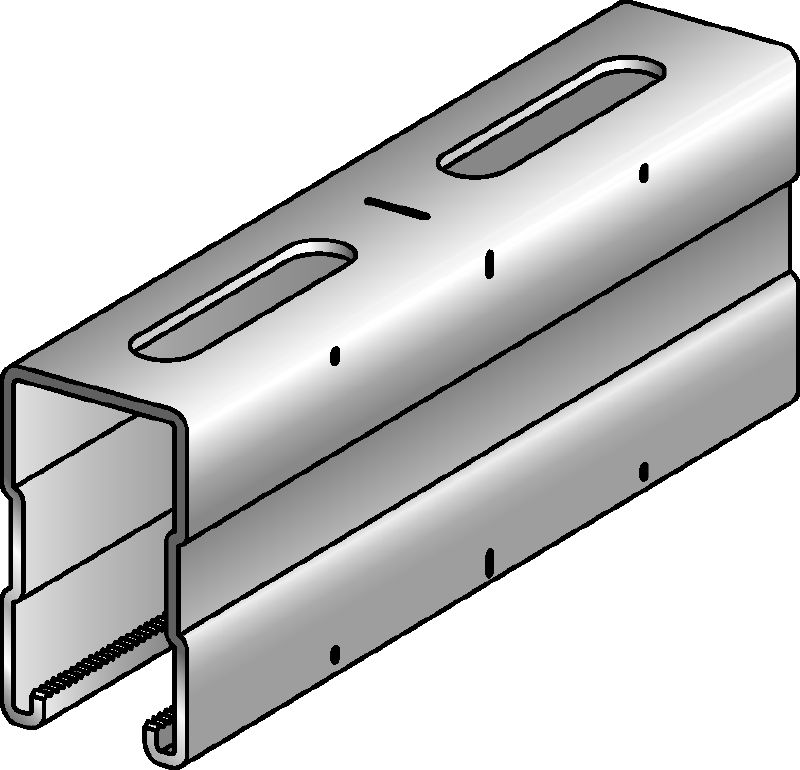 Canal MQ-72-F Calha de escora MQ com 72 mm de altura de aço laminado a quente (HDG) para aplicações médias/pesadas