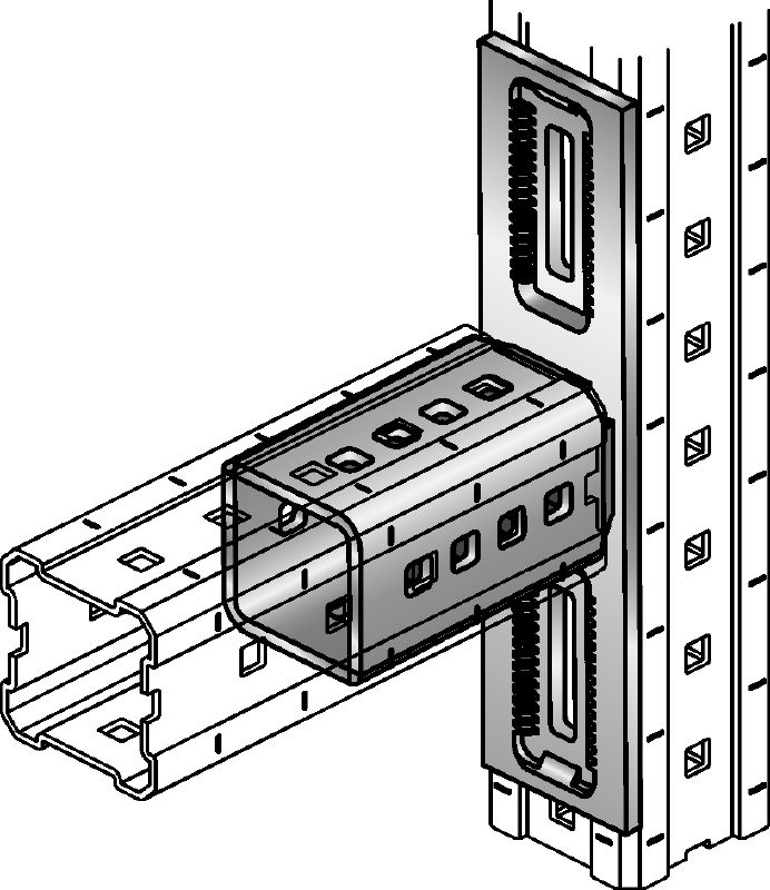 Conector MIC-L Conector de aço laminado a quente (HDG) para fixação de vigas MI perpendicularmente entre si