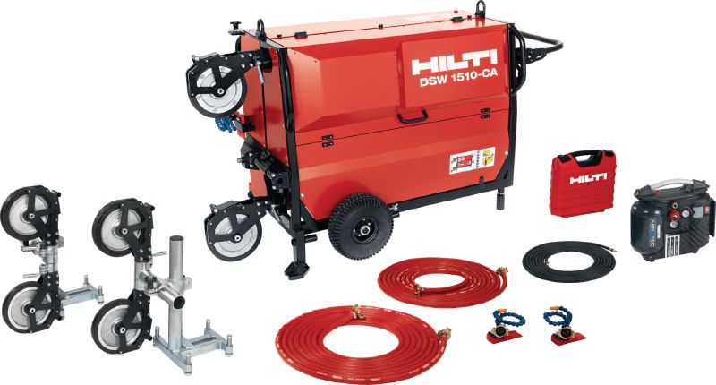 DSW 1510-CA Serra de cabo Serra de cabo elétrica (15 kW) projetada para uma operação mais fácil em trabalhos de corte de alta resistência com tensão de cabo automática, direção de corte automática e controle remoto a bateria