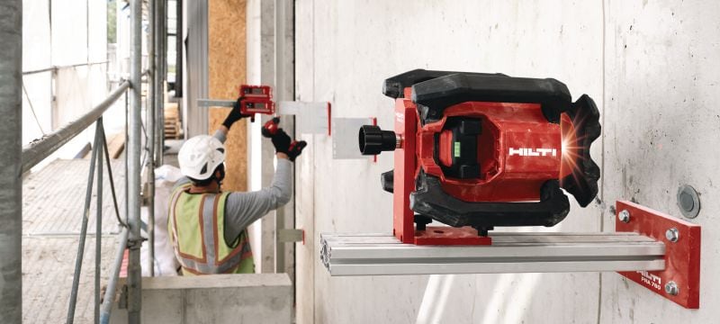 PR 40-22 Nível de laser rotativo Nível laser rotativo exterior robusto com funções automáticas para nivelamento, alinhamento, inclinação e esquadro (Nuron Plataforma à bateria) Aplicações 1