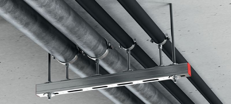 Gancho para tubos de fechamento rápido MP-U Gancho para tubos galvanizado premium com fechamento rápido tendo em vista alta produtividade em aplicações de malha (sem isolamento acústico) Aplicações 1