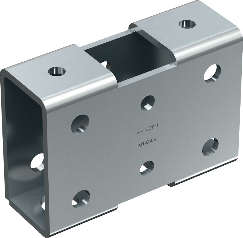 Conector para vãos longos MT-C-LS Conector de calhas de instalação para montagem e contraventamento de estruturas de suporte modulares com vãos mais longos
