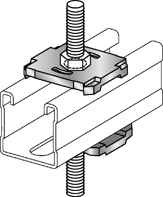Conector modular MQZ-F (HDG) Conector modular de aço laminado a quente (HDG) para montagem trapezoidal e ancoragem (imperial)