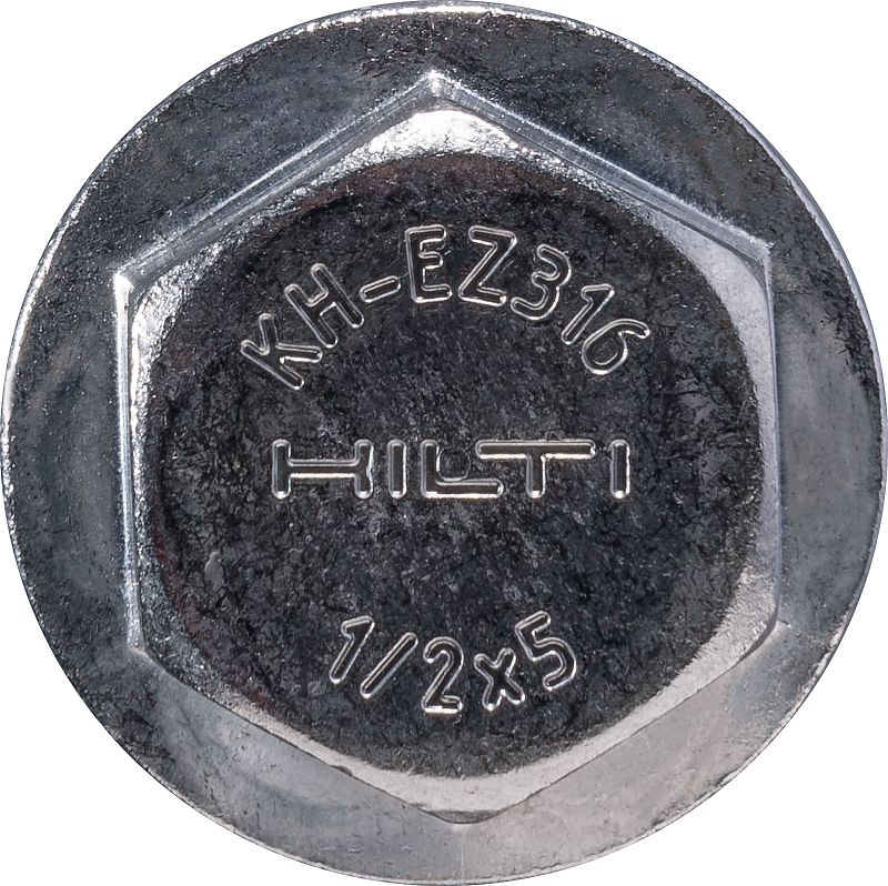 KH-EZ SS316 Ancoragem de parafuso Ancoragem por parafuso definitiva para fixações mais rápidas resistentes à corrosão em concreto e CMU preenchido com grout (aço inoxidável 316, cabeça sextavada)