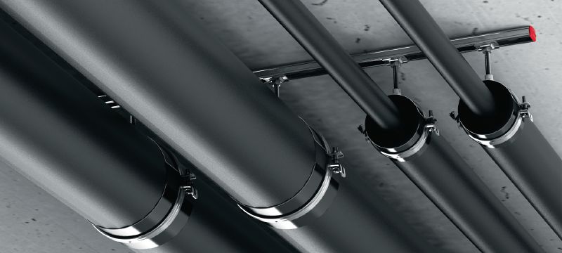 Gancho para tubos de refrigeração de fecho rápido MIP-T (isolamento espesso) Gancho para tubos galvanizado definitivo para produtividade máxima em aplicações de refrigeração com uma espessura de isolamento de 31-50 mm Aplicações 1