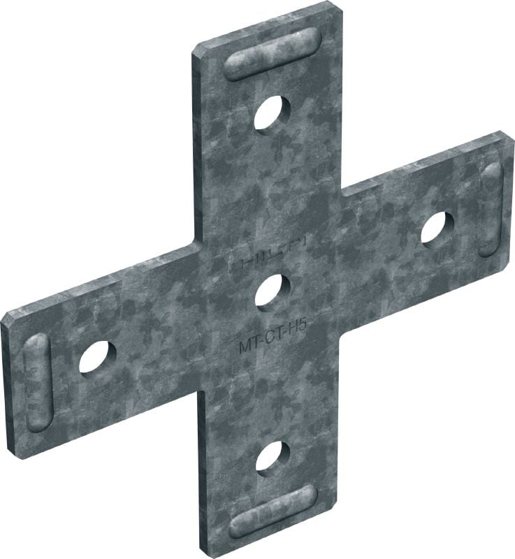 Chapa cruzada de calha MT-CT-H5 OC Conector de calhas cruzado liso para fixar três calhas MT juntas, para uso externo com poluição baixa