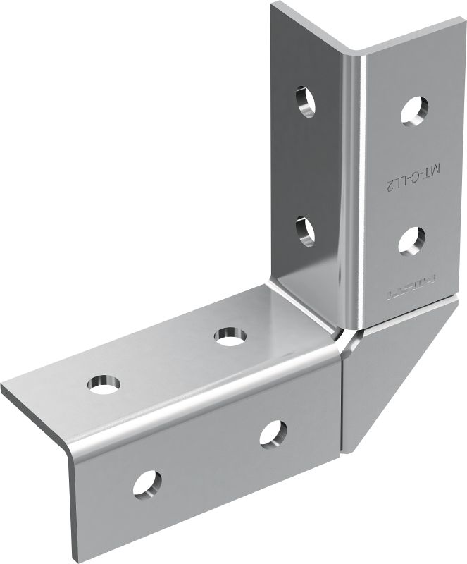 Conector de ângulo MT-C-LL2 Conector alongado, de ângulo reto, para montagem das estruturas da calha de escora