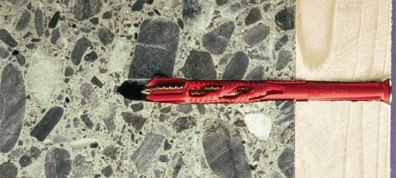 HRD-CR Ancoragem com parafuso de plástico Bucha de plástico pré-montada para Concreto e alvenaria com parafuso resistente à corrosão (aço inoxidável A4, cabeça chata) Aplicações 1