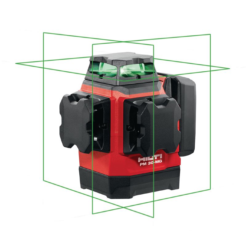 PM 30-MG Laser multilinhas Laser multilinhas com 3 linhas verdes de 360º para prumo, nivelamento, alinhamento e esquadriar