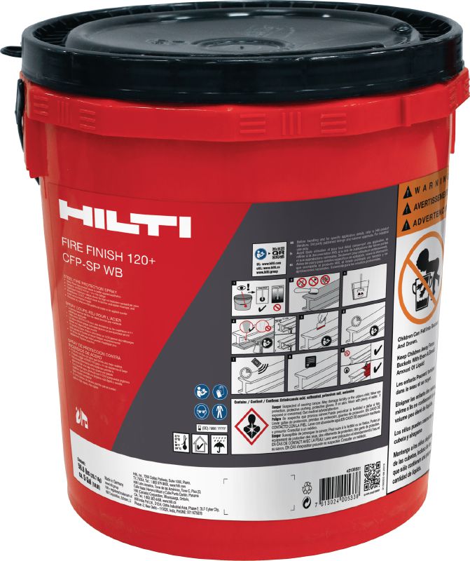 Spray de proteção de aço CFP-SP 120+ de acabamento de fogo Spray de proteção contra fogo classe de proteção IP de baixo VOC, alto acabamento, livre de fibras para aço estrutural
