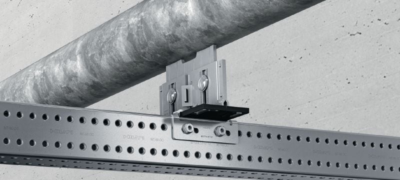 Estribo soldáve MP-PS Estribo ajustável com interface de tubo soldável para fixar tubos com 21-328 mm (de 1/2 a 12) de diâmetro em materiais base variados em ambientes moderadamente corrosivos Aplicações 1