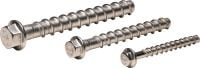 KH-EZ SS316 Ancoragem de parafuso Ancoragem por parafuso definitiva para fixações mais rápidas resistentes à corrosão em concreto e CMU preenchido com grout (aço inoxidável 316, cabeça sextavada)