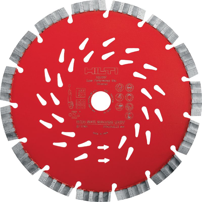 Lâmina diamantada universal SPX O mais recente disco diamantado com tecnologia Equidist para cortes de qualidade superior em diferentes materiais base
