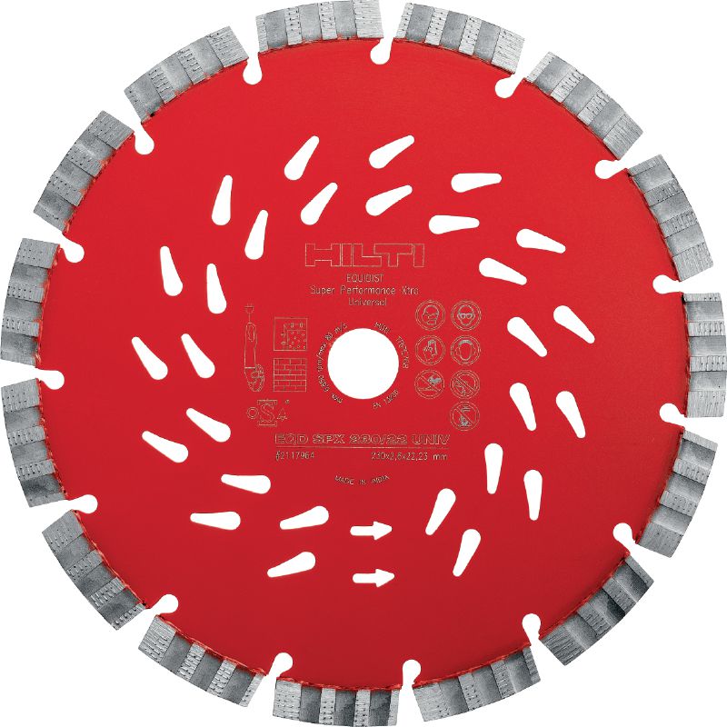 SPX Lâmina diamantada universal O mais recente disco diamantado com tecnologia Equidist para cortes de superior qualidade em diferentes materiais de base