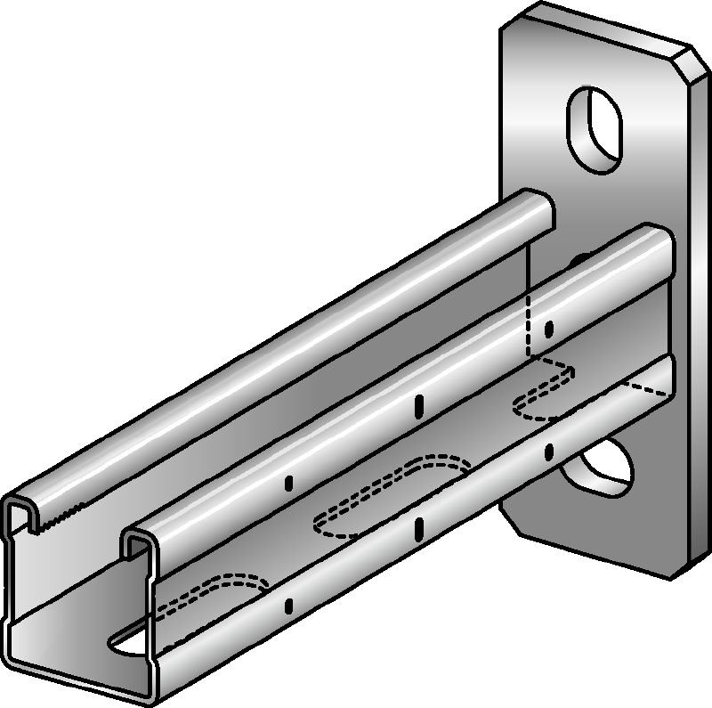 MQK-41-R Suporte Suporte de aço inoxidável com uma calha de escora MQ simples de 41 mm de altura para proteção contra alta corrosão