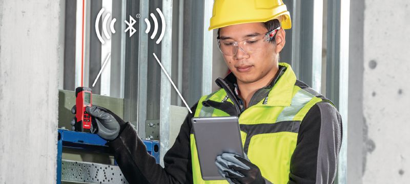 Trena laser PD-I Medidor de laser robusto com funções de medição inteligentes e conectividade Bluetooth® para aplicações em interiores de até 100 m / 330 pé Aplicações 1