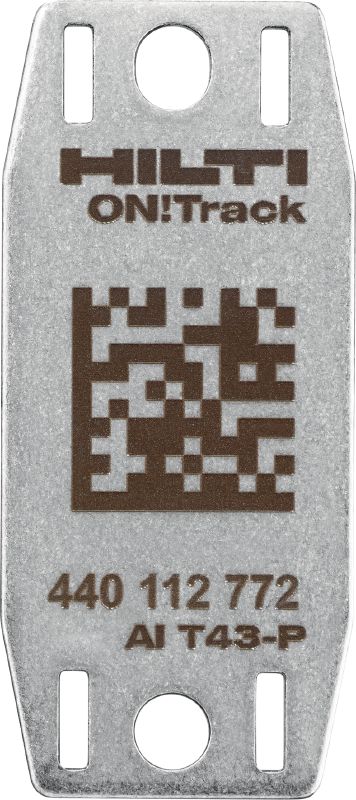 AI T43-P Etiqueta de patrimônio Etiqueta de rastreamento de aço inoxidável muito robusta para ferramentas e equipamentos expostos a ambientes extremamente severos