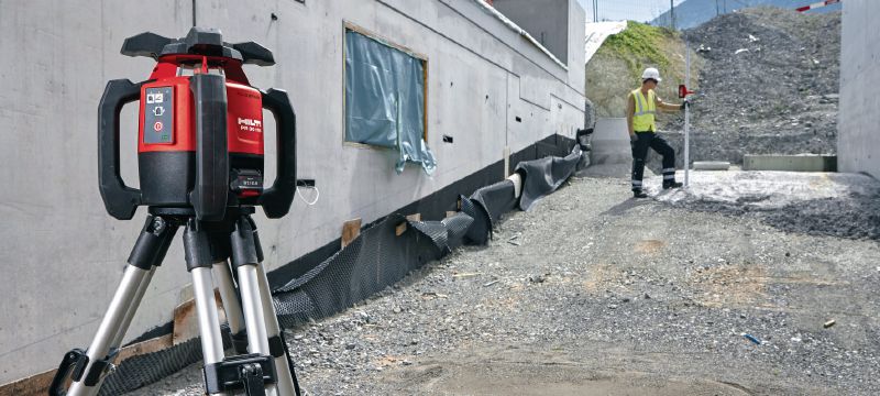 PR 30-HVS A12 Nível de laser rotativo para exterior Laser rotativo externo com alinhamento vertical automático e funções de inclinação por chamada Aplicações 1