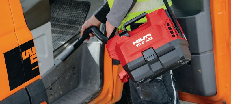VC 5-A22 Aspirador de pó a bateria para construção Aspirador de pó compacto e a bateria para construção, para limpeza de canteiro de obras (a seco), tanque de 3,5 l Aplicações 1