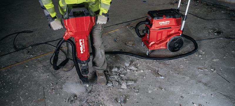 Martelo demolidor elétrico TE 3000-AVR para demolições pesadas Demolidor excepcionalmente potente para demolição de concreto de alta resistência, corte de asfalto, terraplanagem e aplicação de barras de aterramento Aplicações 1