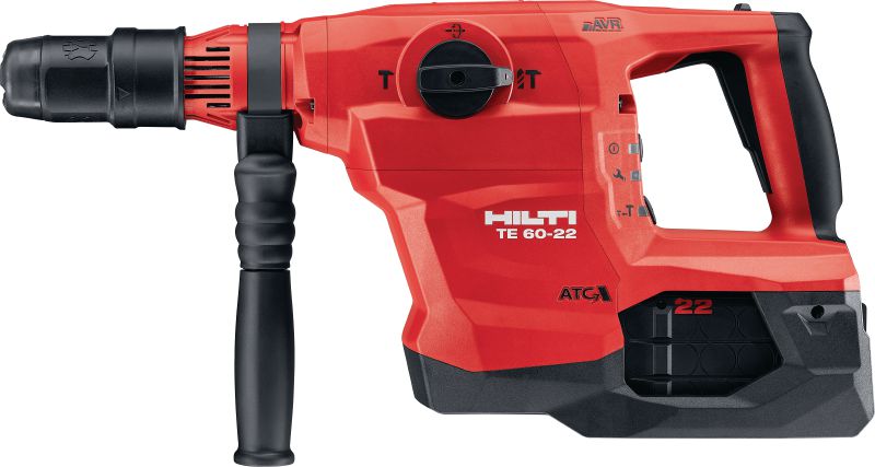 TE 60-22 Martelete a bateria Martelo perfurador SDS Max (TE-Y) potente e a bateria com redução ativa da vibração e ATC (Controle ativo de torque) para perfuração em concreto de ancoragem para cargas pesadas e cinzelamento (Nuron)