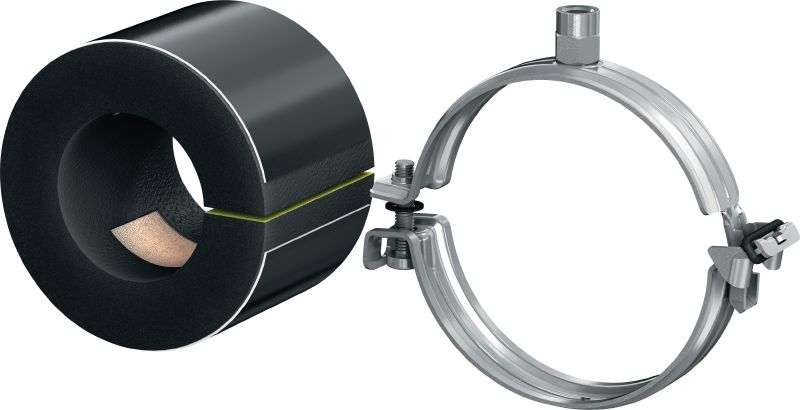Gancho para tubos de refrigeração de fecho rápido MIP-M (isolamento médio) Gancho para tubos galvanizado definitivo para produtividade máxima em aplicações de refrigeração com uma espessura de isolamento de 20-25 mm