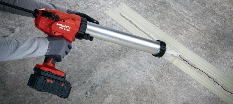 CD 4-22 Dispensadores de calafetamento a bateria Dispensador de calafetagem a bateria poderoso para uma grande variedade de selantes, calafetagens e adhesivos (Plataforma à bateria Nuron) Aplicações 1