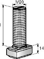HBC-C-N Parafuso em T entalhado Parafusos em T de encaixe para tensões elásticas e cargas de cisalhamento perpendiculares e paralelas (cargas 3D)