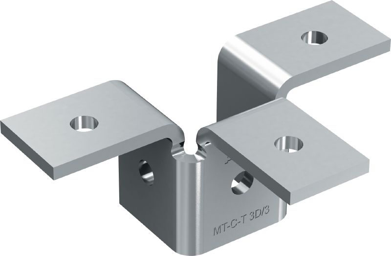 Inserção de asa MT-C-T 3D/3 Inserção de asa tripla para conectar quatro calhas de escora em uma estrutura 3D