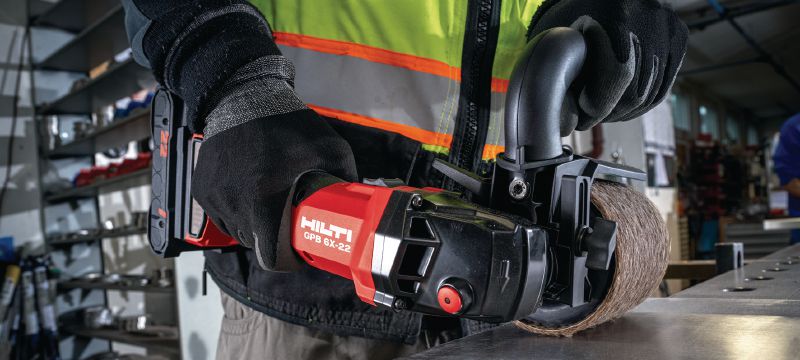 GPB 6X-22 brunidor a bateria Ferramenta brunidora a bateria de velocidade variável com desempenho aprimorado e tempo de funcionamento da bateria para rebarbação e acabamento de metais (plataforma à bateria Nuron) Aplicações 1