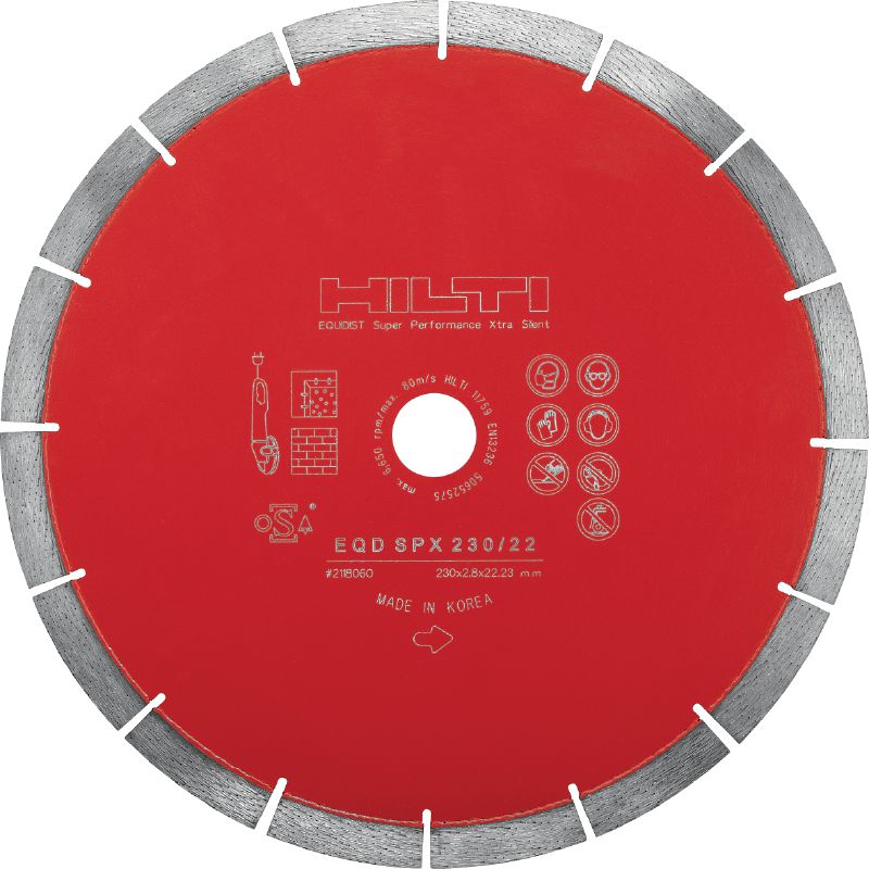 Lâmina diamantada silenciosa SPX O mais recente disco diamantado silencioso com tecnologia Equidist para cortes em diferentes materiais base