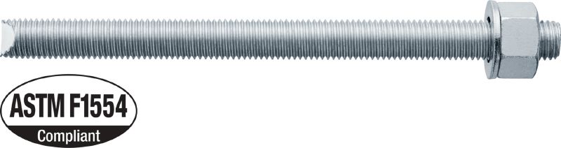 HAS-E-55 Barra roscada Barra roscada de alto desempenho para ampolas químicas injetáveis (aço carbono, grau ASTM F1554 55, zincada)