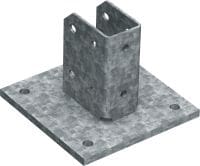 Placa base para cargas médias MT-B-GS O4U OC Conector base para ancoragem das estruturas de viga MT-70 e MT-80 em concreto, para uso externo com poluição baixa