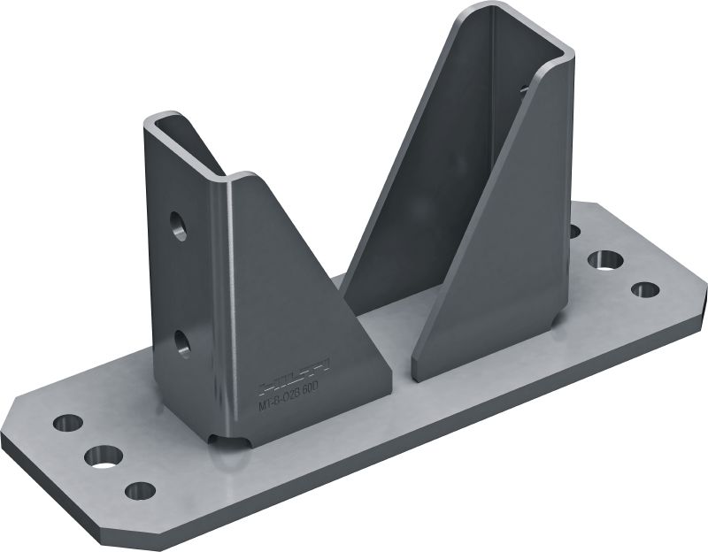 Placa de base de malha MT-B-O2B 60D OC Conector base para fixação da calha de escora dupla MT-60D em concreto em ambientes externos, de poluição baixa