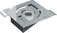 Chapa de escora roscada MT-FPT OC Chapa de fixação com orifício rosqueado para fixação do meio nas calhas de escora, para uso externo com poluição baixa