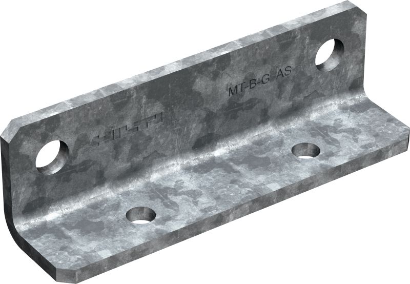 Conector base MT-B-G AS OC Conector base de aço laminado a quente para fixação de vigas MT-70 e MT-80 em aço estrutural em ambientes moderadamente corrosivos