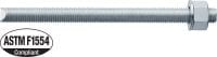 HAS-E-55 Barra roscada Barra roscada de alto desempenho para ampolas químicas injetáveis (aço carbono, grau ASTM F1554 55, zincada)