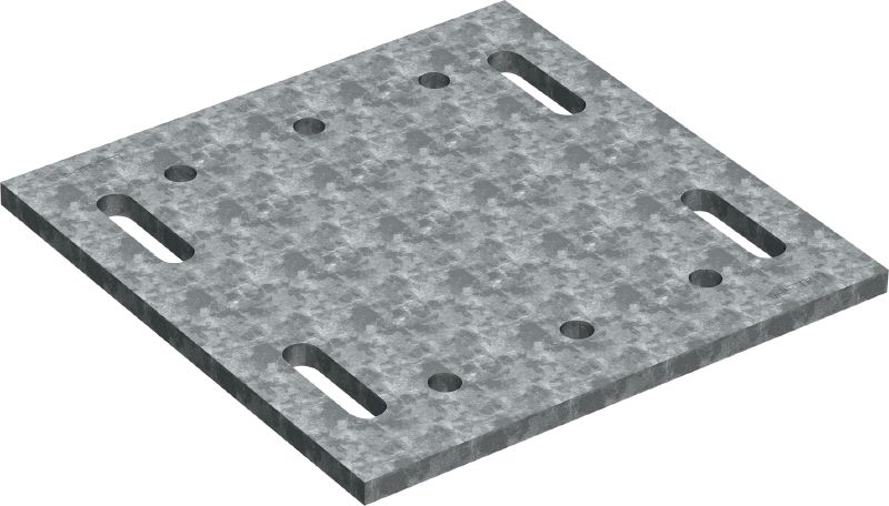 Chapa sanduíche MT-P-GXL S1 OC Placa sanduíche de ancoragem para cargas pesadas para fixação das estruturas de viga em vigas de aço, para uso externo com poluição baixa