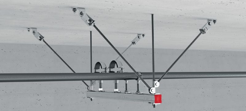 Dobradiça de haste sísmica MT-S-CH Conector do suporte de barra roscada pré-montado com mais capacidade de montagem em material base Aplicações 1