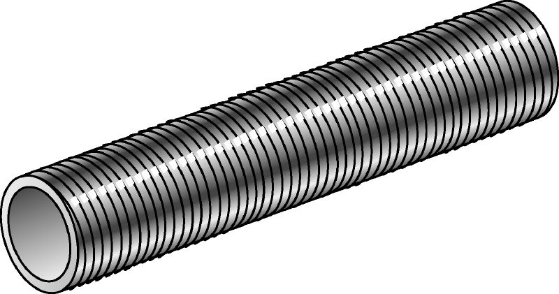 Tubos roscados GR-G-F - Grau de aço 4.6 (HDG) Tubo roscado galvanizado a quente (HDG) com grau de aço 4.6, utilizado como acessório para várias aplicações