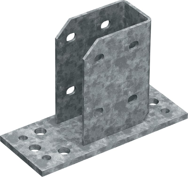 Placa de base de viga MT-B-GS T OC Conector base para ancoragem das estruturas de viga MT-70 e MT-80 em concreto e aço, para uso externo com poluição baixa