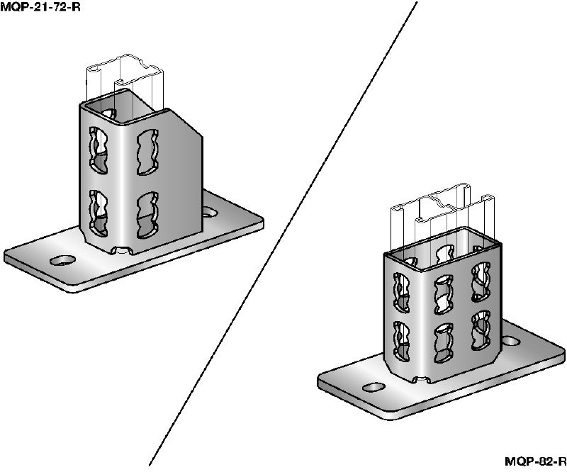 Suporte de calha MQP-R Suporte de calha em aço inoxidável (A4) para fixar calhas em materiais base variados