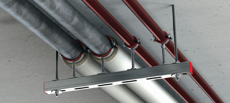 Gancho para tubos de fechamento rápido MP-U-I (isolamento acústico) Gancho para tubos galvanizado definitivo com isolamento acústico e fecho rápido tendo em vista a produtividade máxima em aplicações de malha Aplicações 1