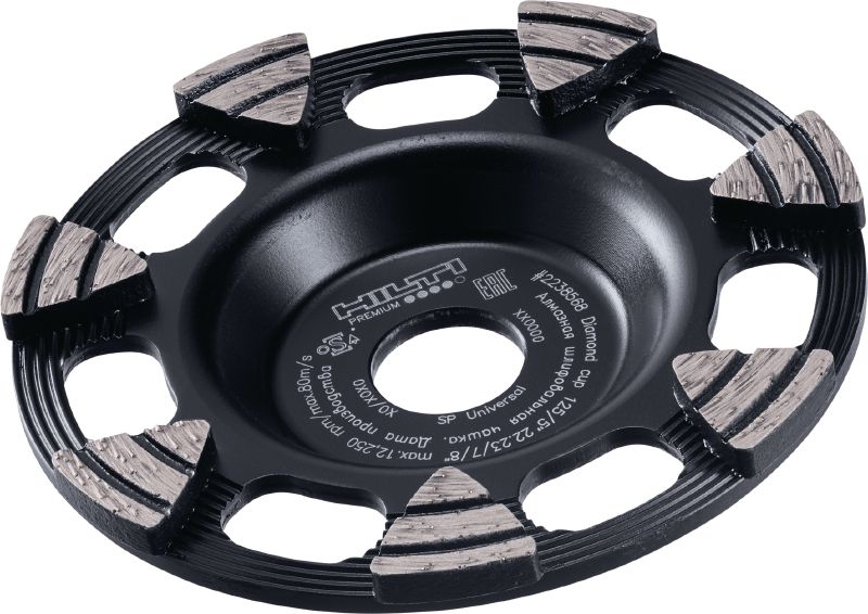 SP Coroa diamantada universal Mó diamantada premium para rebarbadoras – para maior rapidez no desbaste de betão, betonilha e pedra natural