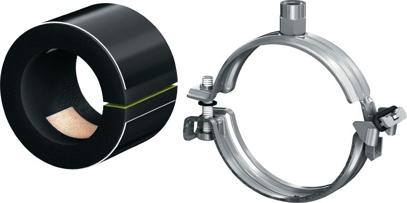 Gancho para tubos de refrigeração de fecho rápido MIP-H (isolamento fino) Gancho para tubos galvanizado definitivo para produtividade máxima em aplicações de refrigeração com uma espessura de isolamento de 13-16 mm