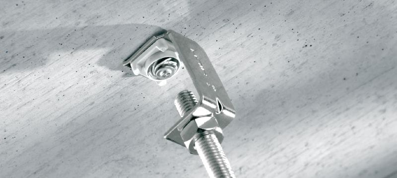 X-EHS W MX Gancho de teto para prender barra roscada Mordaça para varão roscado de metal, para fixações elétricas/mecânicas de resistência leve em tetos, e uso com pente de pregos Aplicações 1