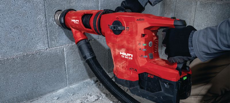 TE 60-22 Martelete a bateria Martelo perfurador SDS Max (TE-Y) potente e a bateria com redução ativa da vibração e ATC (Controle ativo de torque) para perfuração em concreto de ancoragem para cargas pesadas e cinzelamento (Nuron) Aplicações 1