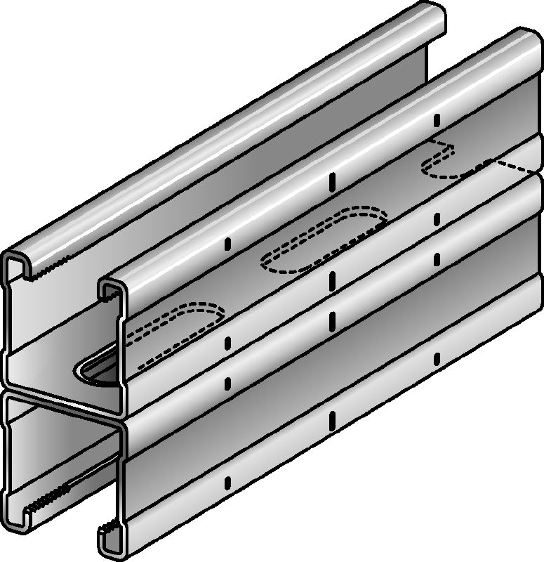 MQ-41 D-HDG plus Calha dupla de instalação MQ de aço laminado a quente (HDG plus) para aplicações de malha