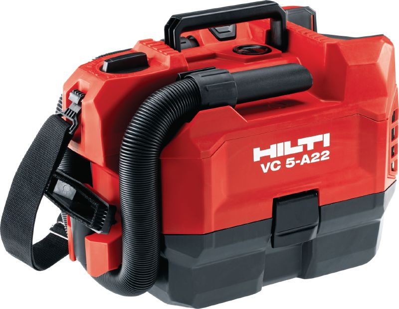 VC 5-A22 Aspirador de pó a bateria para construção Aspirador de pó compacto e a bateria para construção, para limpeza de canteiro de obras (a seco), tanque de 3,5 l